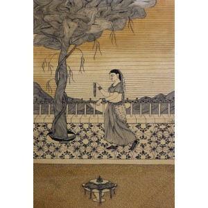 Rohail Ghouri, 13 X 20  Inch, Tea Wash & Pointer on Wasli, Miniature Painting, AC-RG-013